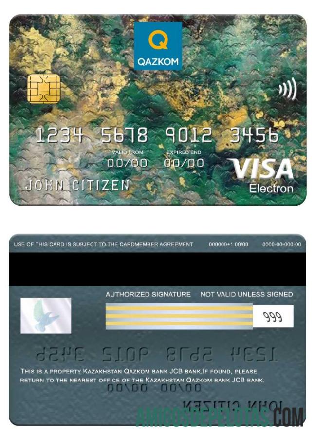 Kazakhstan Qazkom Bank JCB Bank Visa Electron Card sample